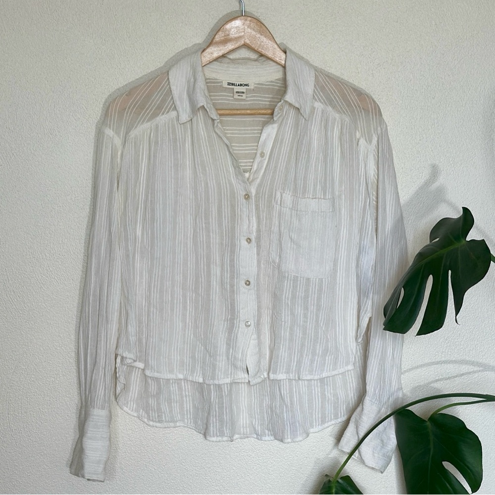 Billabong Sheer Cream Button Down | Size S